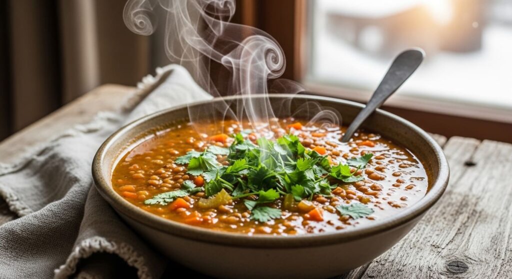 Hearty Lentil Mushroom Soup
