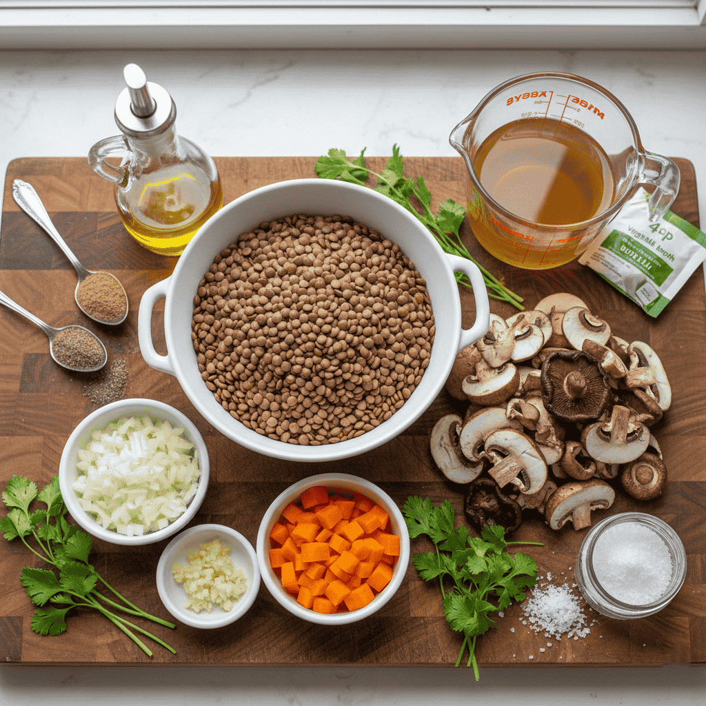 Hearty Lentil Mushroom Soup