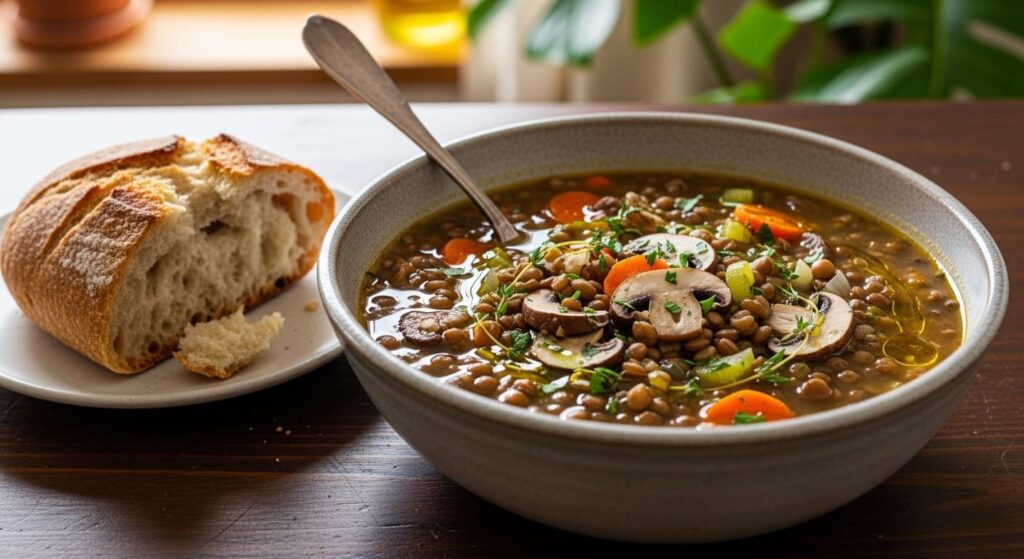 Hearty Lentil Mushroom Soup