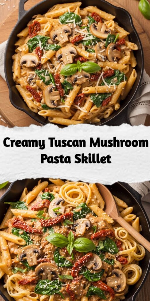 Creamy Tuscan Mushroom Pasta Skillet