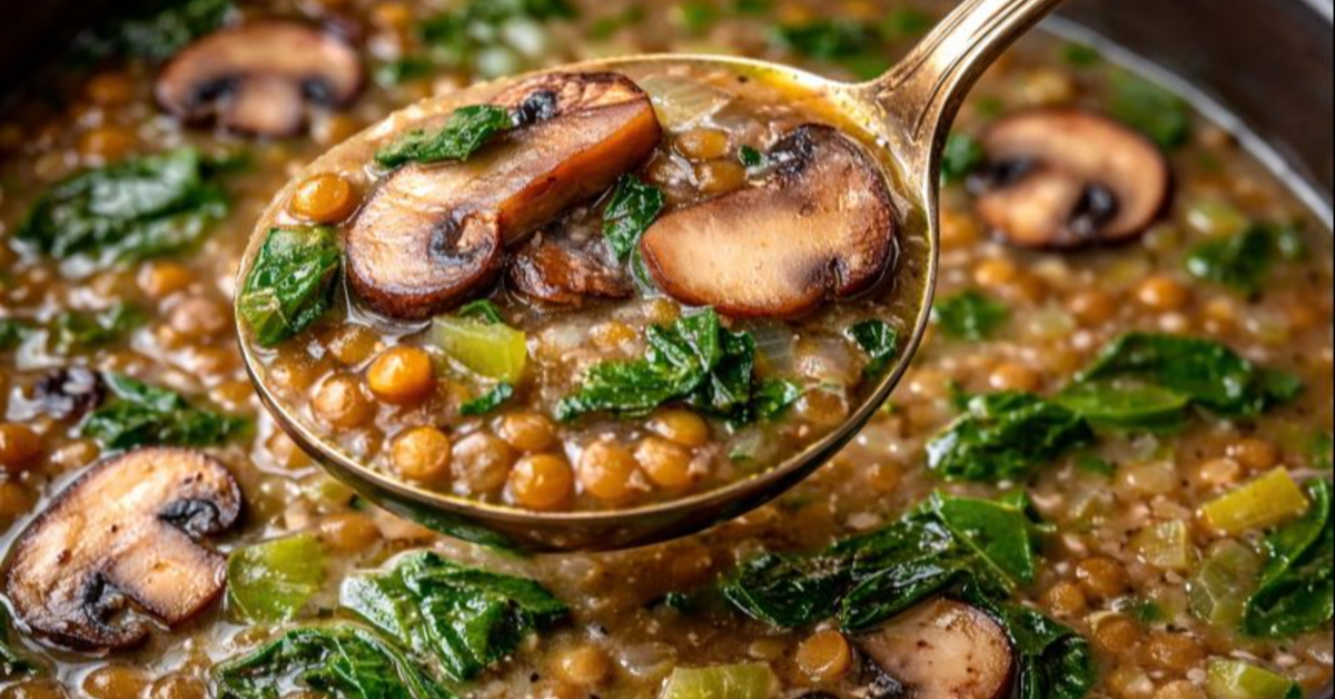 Hearty Lentil Mushroom Soup