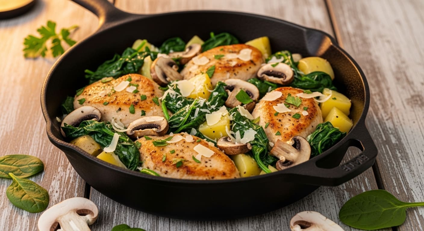 Chicken Spinach Mushroom Skillet