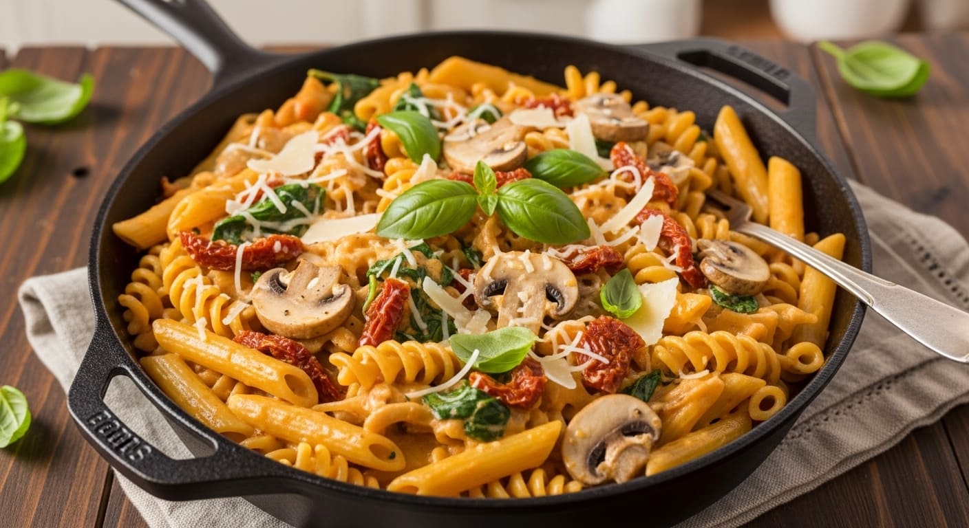 Creamy Tuscan Mushroom Pasta Skillet