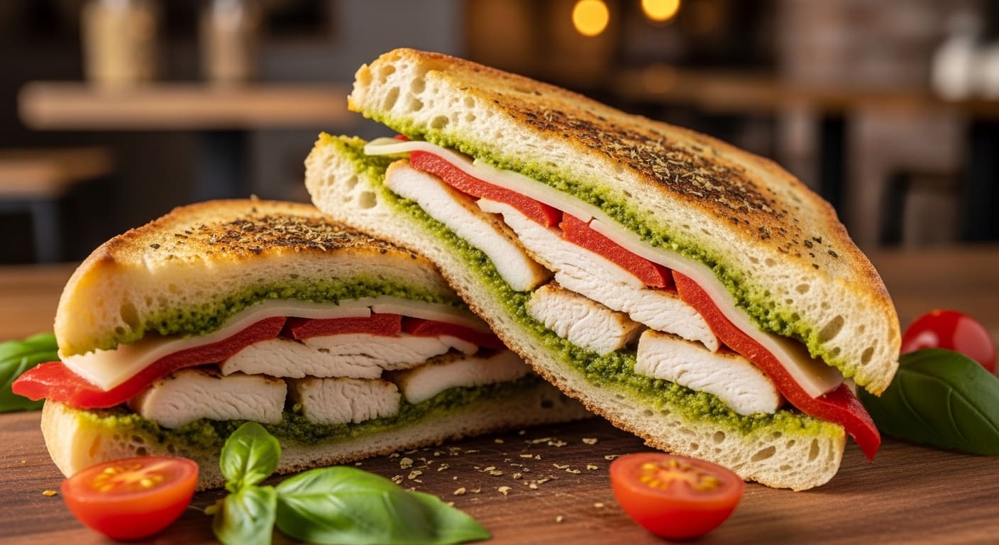 Toasted Chicken Pesto Sandwich Delight